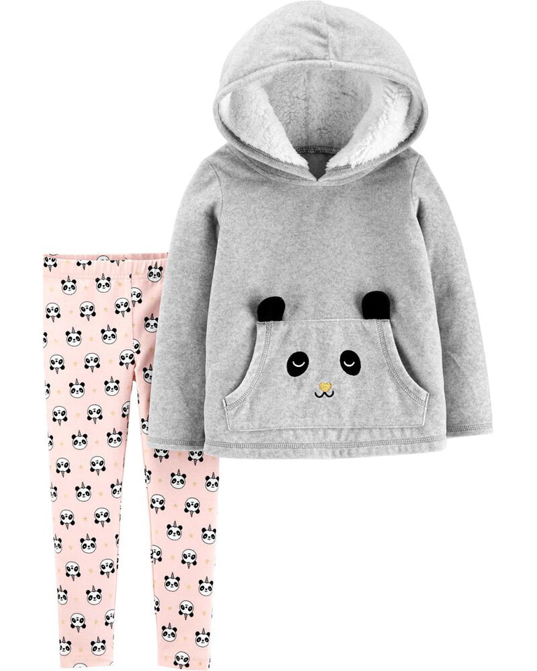 Conjunto 2 pçs Moleton FLEECE com capuz Panda