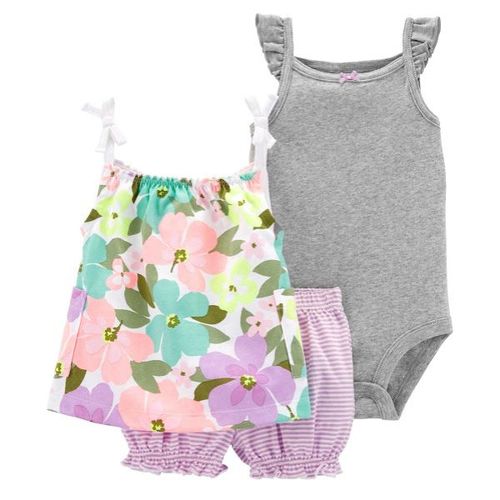 Conjunto Carter's 3 pçs floral Lilás