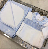 Conjunto Saída Maternidade Branco e Azul