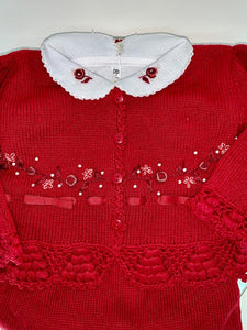 Saída maternidade Macacão Tricot bordado Vermelho Menina