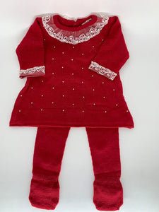 Saída maternidade Tricot Vermelho Menina