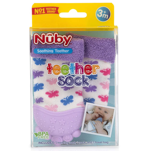 Nuby Teether Sock – Meia mordedor Lilás